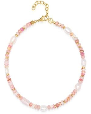 Nialaya Rose Pearl Choker - Metallic