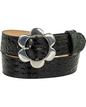 Peachy Belts Ltd Croc Belt With Our Chelsea Daisy Buckle - Black