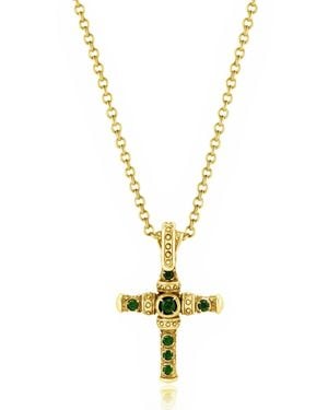 Unaloe Vermeil Mystic Cross Necklace With Emerald - Metallic
