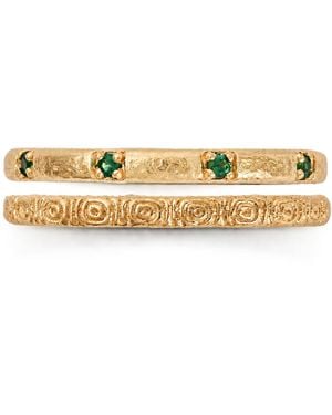 ASSUWA Cleopatra Tsavorite & Mehen Plated Sterling Ring Set - Metallic