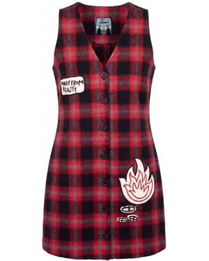 King Naked Away From Reality Check Dress - Red