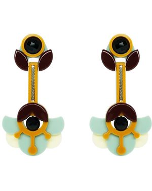 Gissa Bicalho Handmade Acrylic Earring Petunia - Green