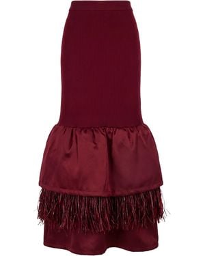 Flaunt Archive Margaux Raffia Skirt - Red