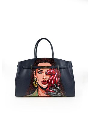 Maison Rubaiyat Gisèle Hand-Painted Leather Bag - Blue