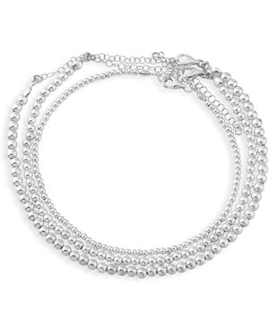 The Pheia Triple Layer Bead Anklet - Metallic