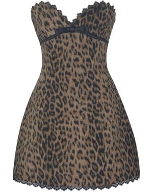 Miss Circle New York Ximena Cheetah Sweetheart Mini Dress - Grey