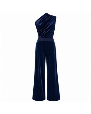 Me & Thee One Good Turn Velvet Jumpsuit - Blue