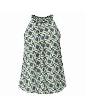 Exquise Grant Halter Neck Sleeveless Blouse - Green