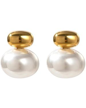 Nazzar Pearl Stud Earrings - Metallic