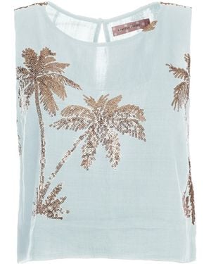 Traffic People Palms Of Sleeveless Evie Crop Top - Blue