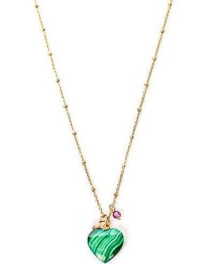 Lexi Jewelry Malachite Heart Necklace - Metallic