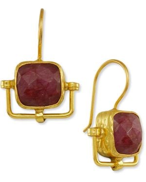 Ottoman Hands Dilara Ruby Drop Earrings - Metallic