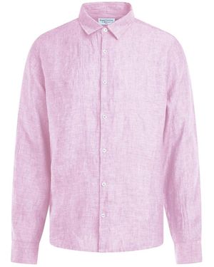 Haris Cotton Linen Melange Basic Long-Sleeved Shirt - Purple