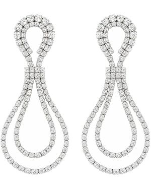 Maison De Gala Double Loop Crystal Drop Earrings - Metallic
