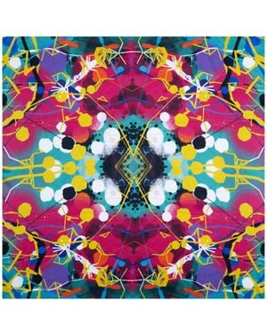 Lilia Munn Mulberry Silk Scarf– Aqua - Purple