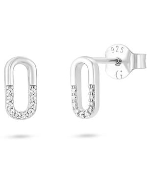 Gold Trip Crystal Oval Stud Earrings - Metallic