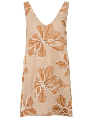 Traffic People Grace & Maude Floral Valerie Linen Mini Dress - Natural