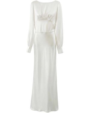 Aisl Satin Gathered Waist Maxi Dress - White