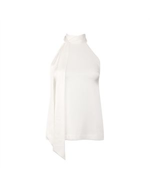 DU & BERRY Neutrals Moonlight Silk Halter Top Blouse - White