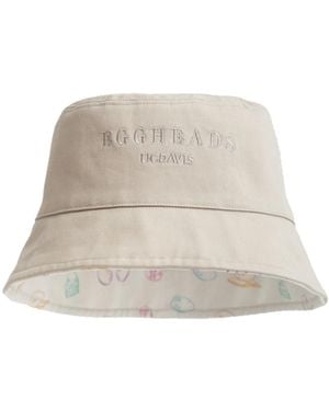 Lost Pattern Neutrals Eggheads Cotton Reversible Bucket Hat - Natural