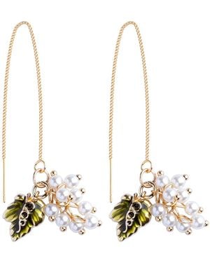 My Little Nature Pearls Flower Plated Threader Earrings - Metallic