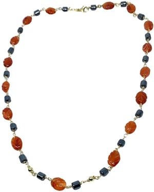 Tg-Jewellery by Tamara Gervasio Carnelian Leaf And Hematite Beads Necklace - Multicolour