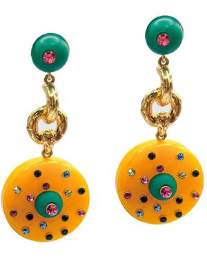 Michael Nash Jewelry Isabella Jade And Amber Resin Pierced Drop Earrings - Yellow