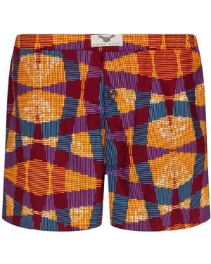 Ohema Ohene African Print Cotton Boxer Shorts – Kente Print - Orange