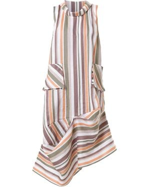 Metamorph Colourful Striped Linen Midi Dress - Multicolour