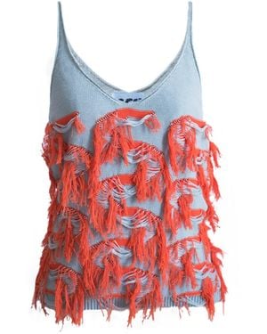 Ccy Currency Cotton Fringe Top - Red