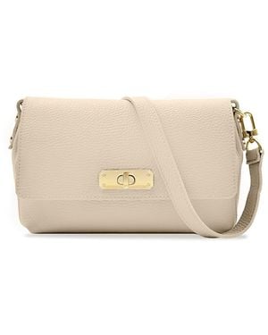 Apatchy London Neutrals The Maisie Midi Stone Leather Bag - Natural