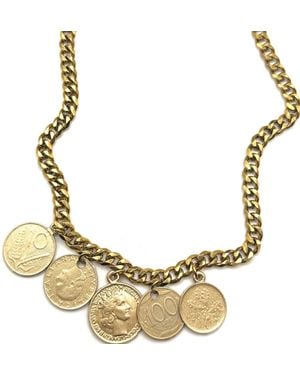 Achala Handcrafted Vintage Coin Chain Necklace - Metallic