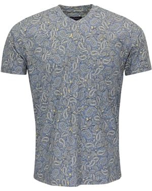lords of harlech Maze Paisley Pile Sunshine Vneck Tee - Grey