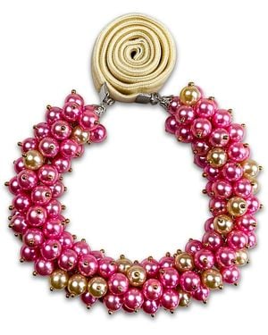 Bellus Domina Wedding Collection Pink Beaded Bracelet - Red