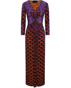 Beatrice von Tresckow Art Deco Velvet Devore Lola Maxi Dress - Red