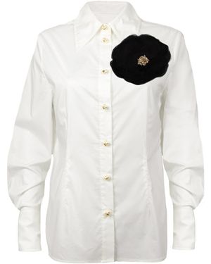 House of Laines London Laines Couture Tie Shirt With Corsage - White