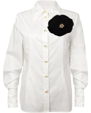 House of Laines London Laines Couture Tie Shirt With Corsage - White