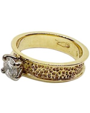Tg-Jewellery by Tamara Gervasio Textured Solitaire Diamond Ring One Of A Kind - Metallic
