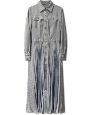 Roch Perel Jacquard Crepe Midi Dress - Gray