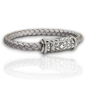 Daneila Léon Sterling Twisted Leather Bracelet With Diamond Clasp - Metallic