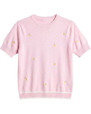 Brodie Cashmere Lemon Ditsy Embroidery Tee - Pink
