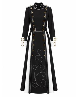 Julia Allert Belted Embroidered A-Line Maxi Dress – - Black