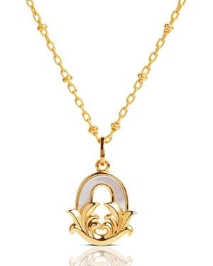 Kasun Plated O Initial Necklace With Mother Of Pearl - Metallic