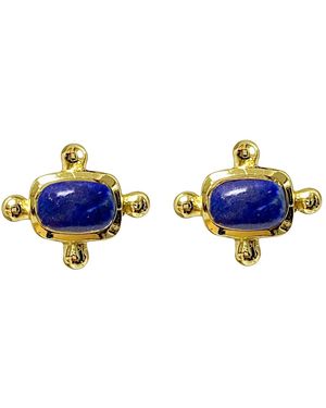 Mirabelle Beatriz Lapis Lazuli Cabochon Stud Earrings - Blue