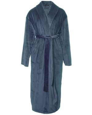 Pretty You London Velour Longline Robe - Blue