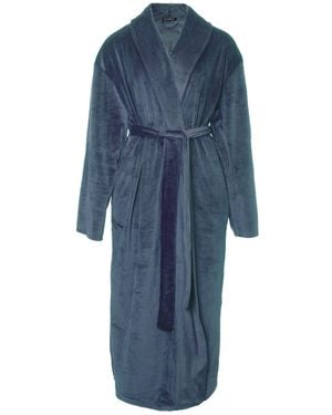 Pretty You London Velour Longline Robe - Blue