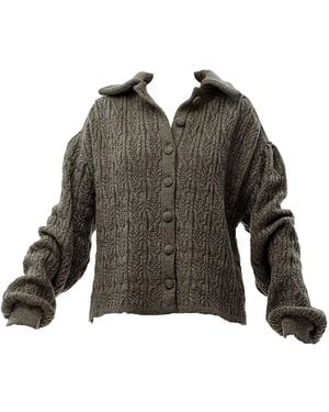 Maison Bogomil Chunky Cable Knit Cardigan - Green