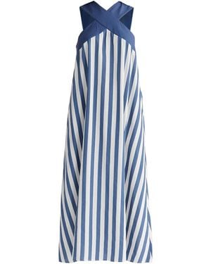 Paisie Cross Strap Halterneck Maxi Dress - Blue
