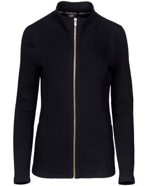 Oh!Zuza Ribbed Zip-Up Cotton Sweatshirt - Blue