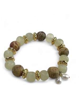 By Virgo Butter Jasper Beaded Bracelet - Green